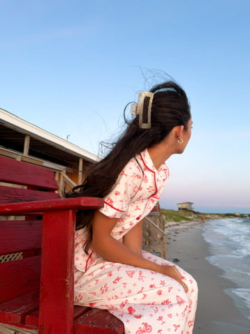 100% Pima Cotton Coastal Pajama Set- Lighthouse Red