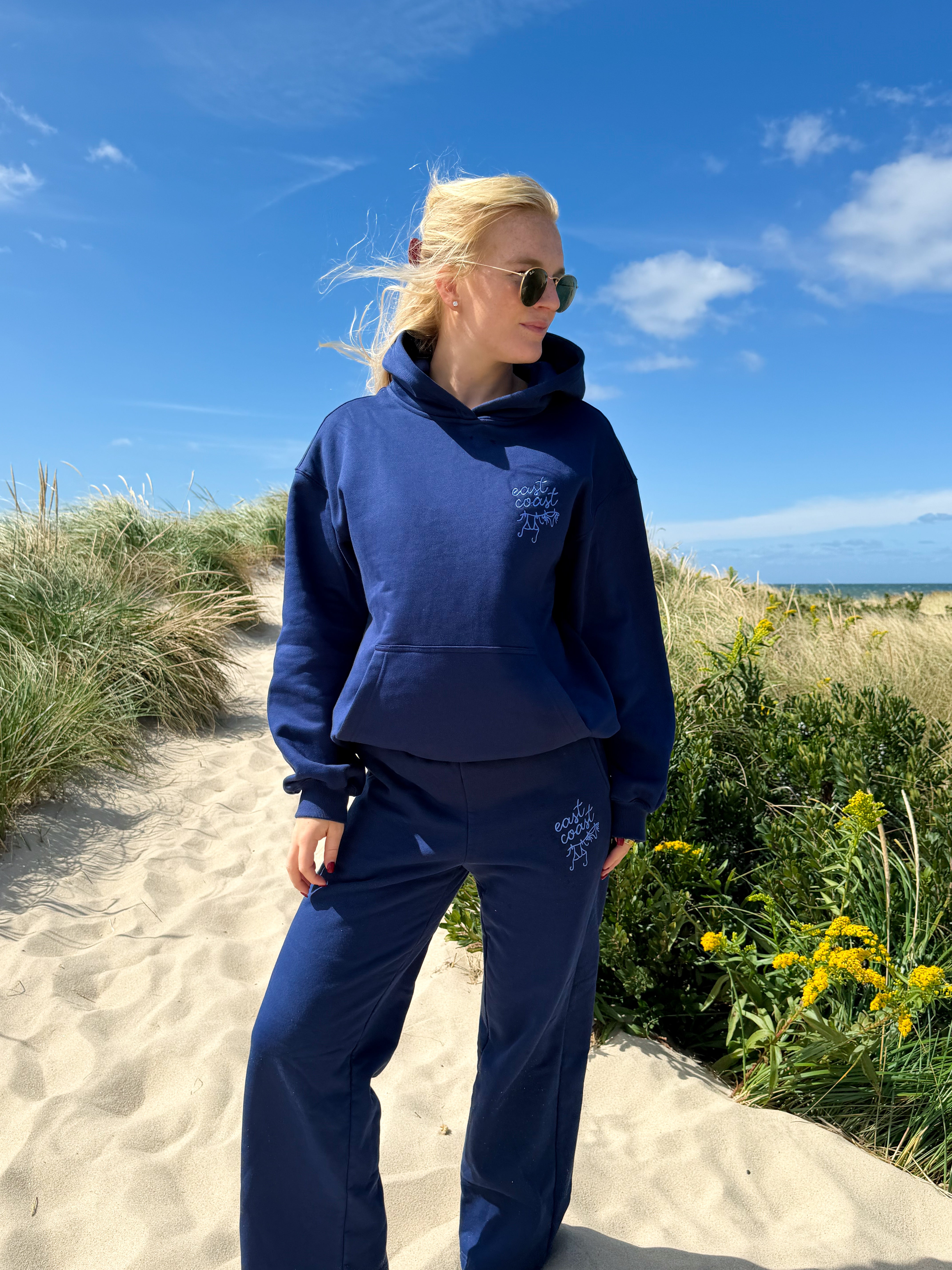 East Coast Embroidered Hoodie- Navy