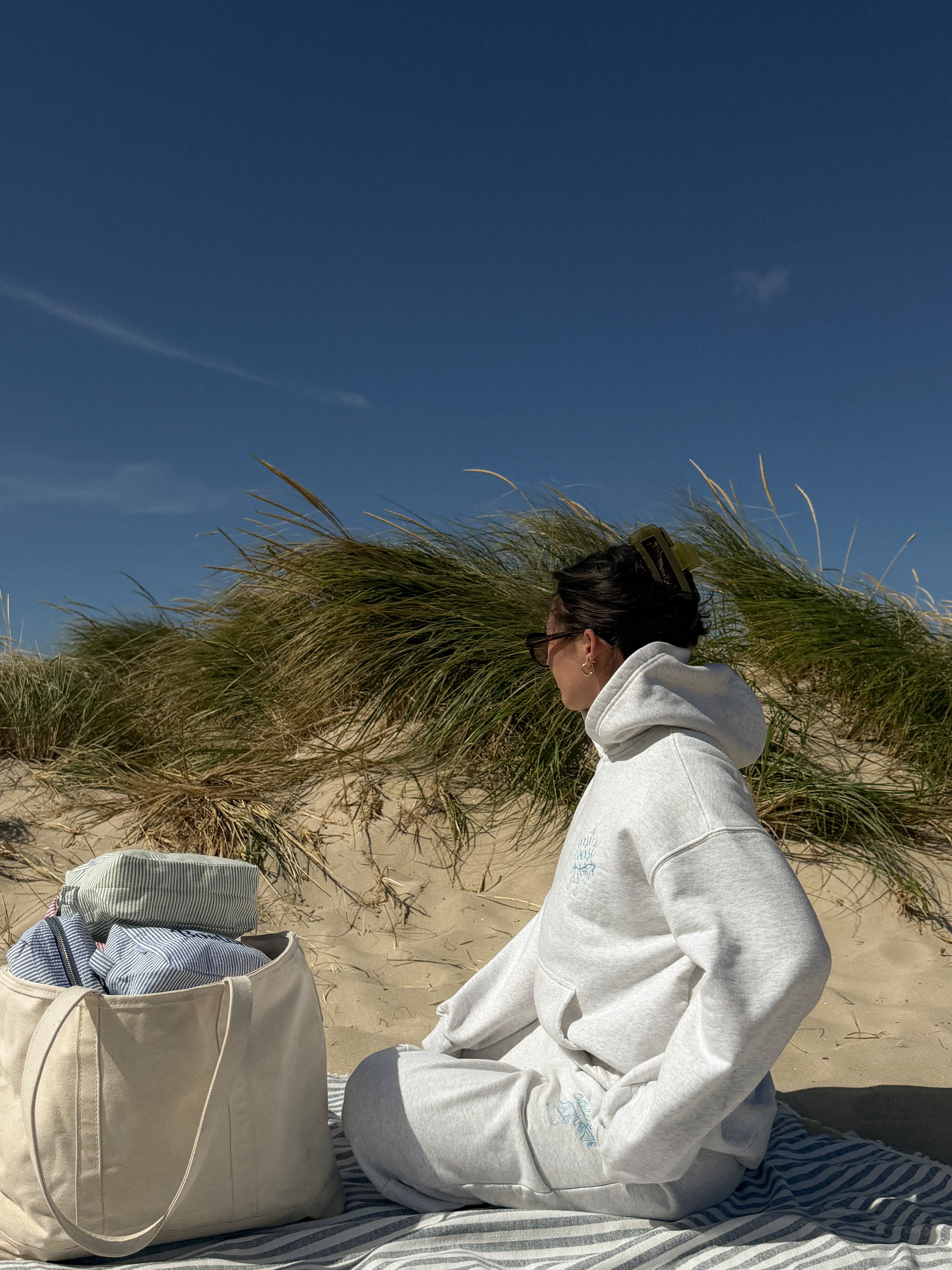 East Coast Embroidered Hoodie - Light Grey – Vanilla Waves