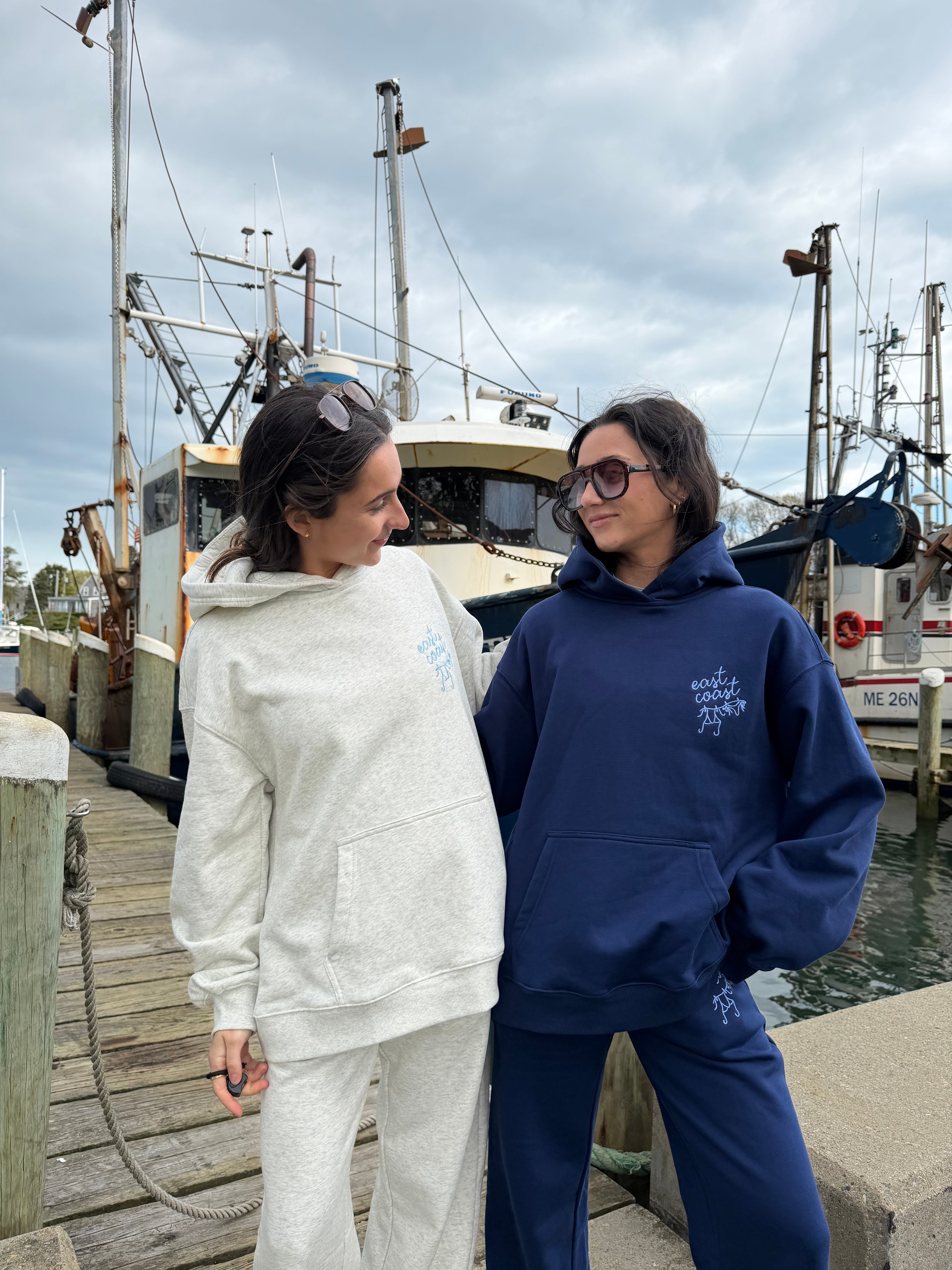 East Coast Embroidered Hoodie - Light Grey – Vanilla Waves