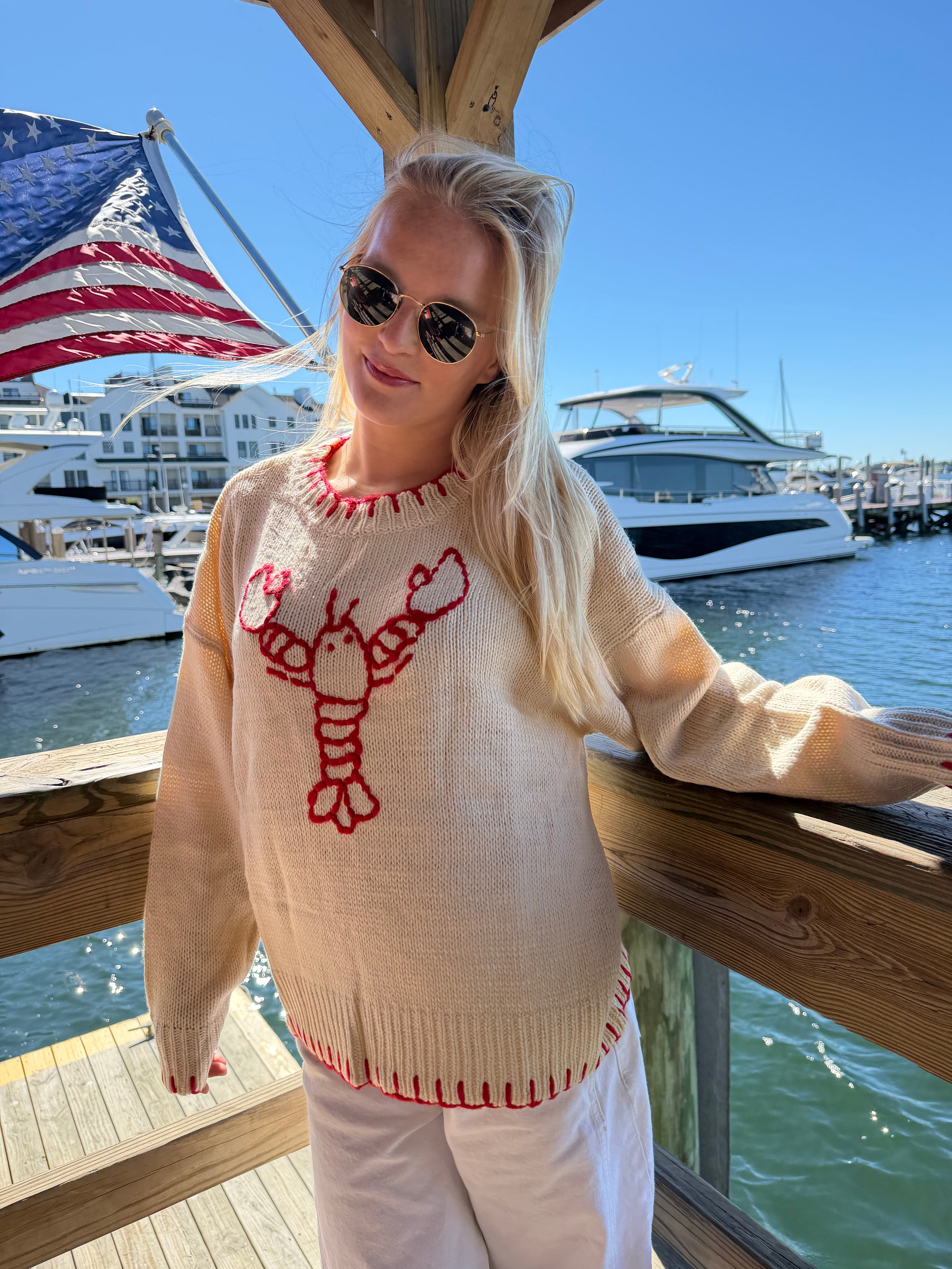 Cream Lobster Sweater