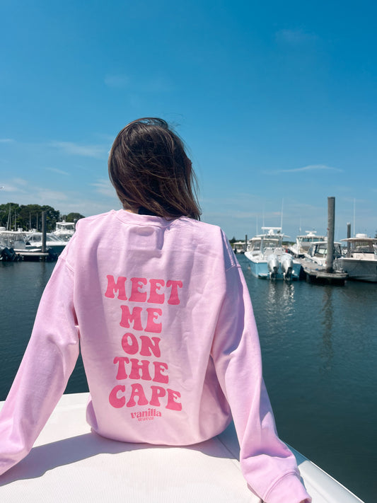 Meet Me On The Cape Crewneck in PINK and WHITE