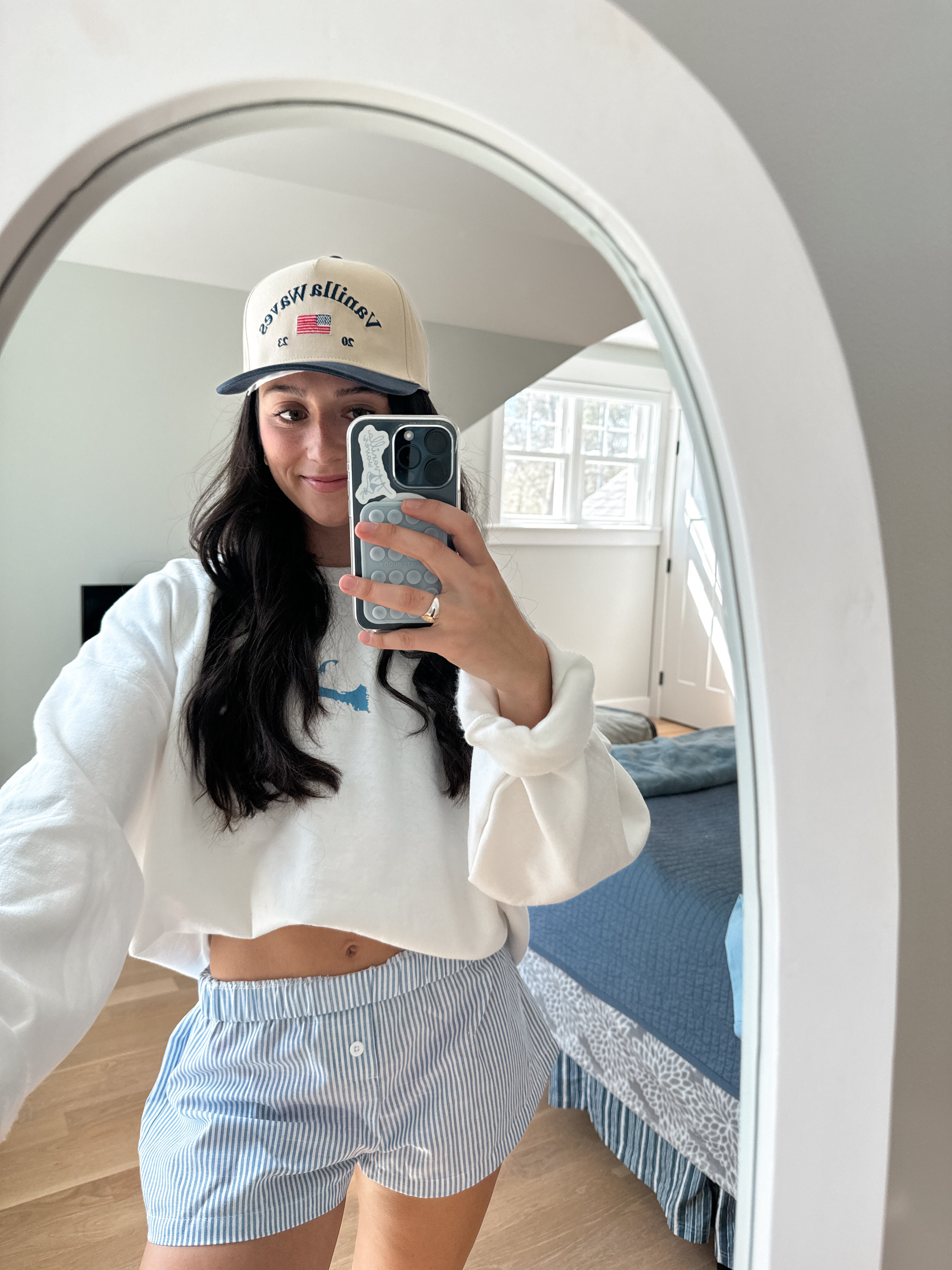 Blue and White Striped Boxer Shorts