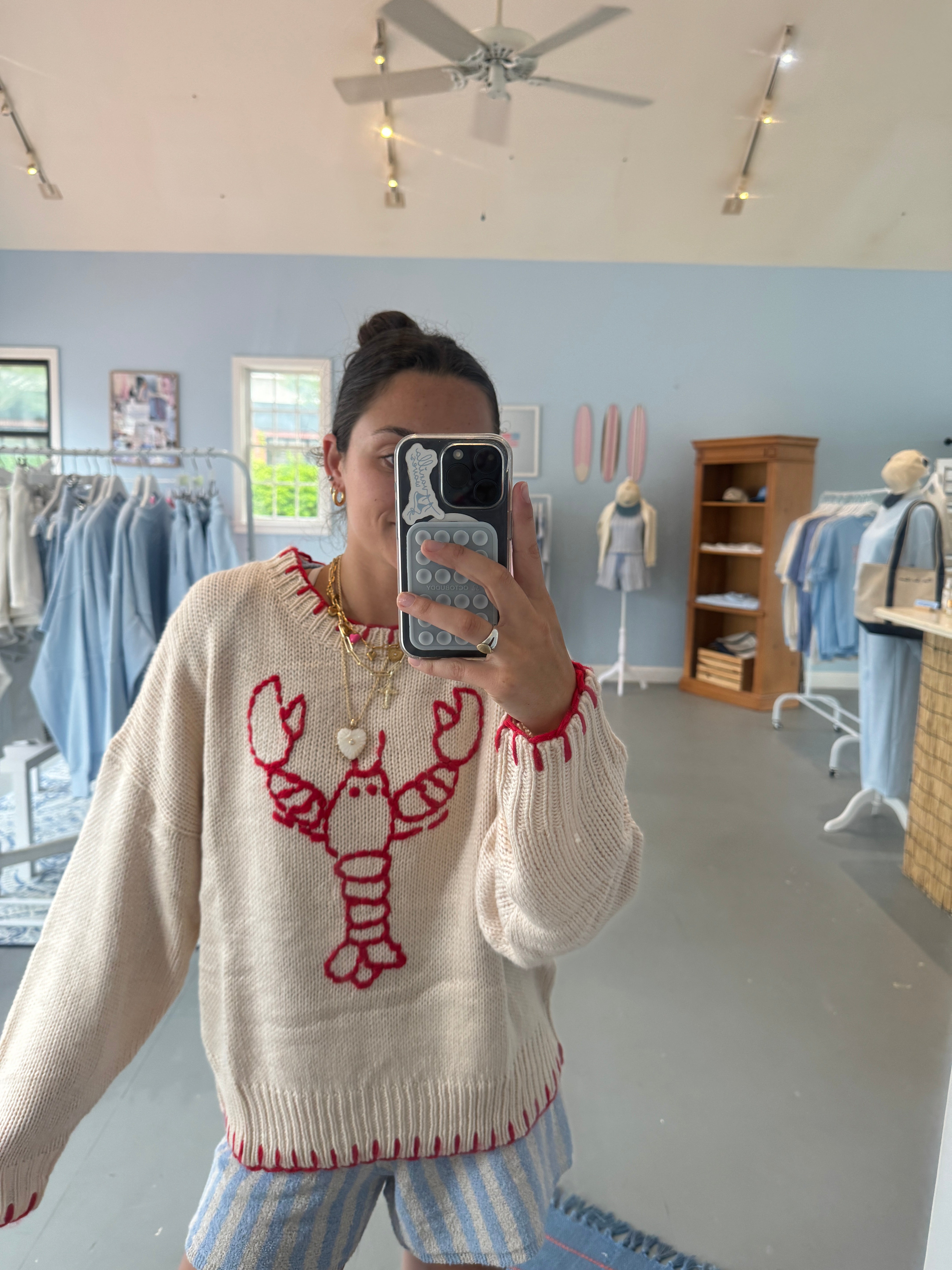 Cream Lobster Sweater